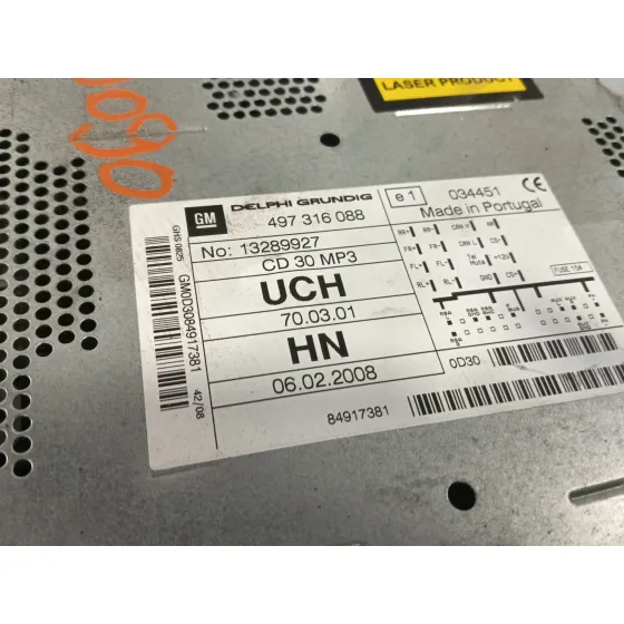 Sistema Audio / Radio Cd para Opel Corsa D (S07)