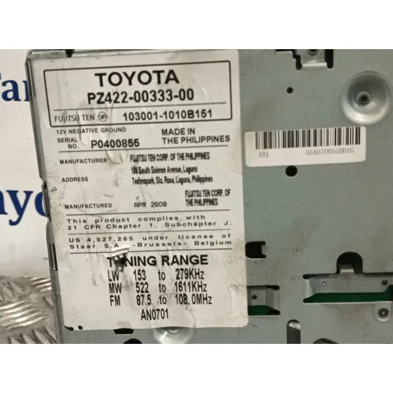Sistema Audio / Radio Cd para Toyota Yaris (_P9_)