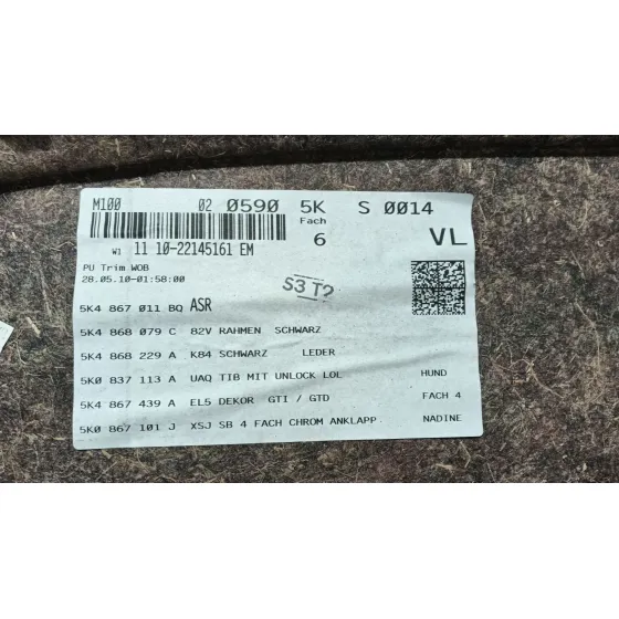 Guarnecido Puerta Delantera Izquierda para Volkswagen Golf Vi (5K1)