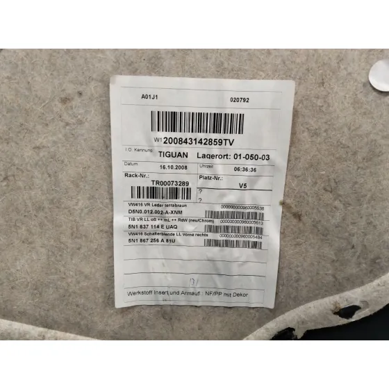 Guarnecido Puerta Delantera Derecha para Volkswagen Tiguan (5N_)