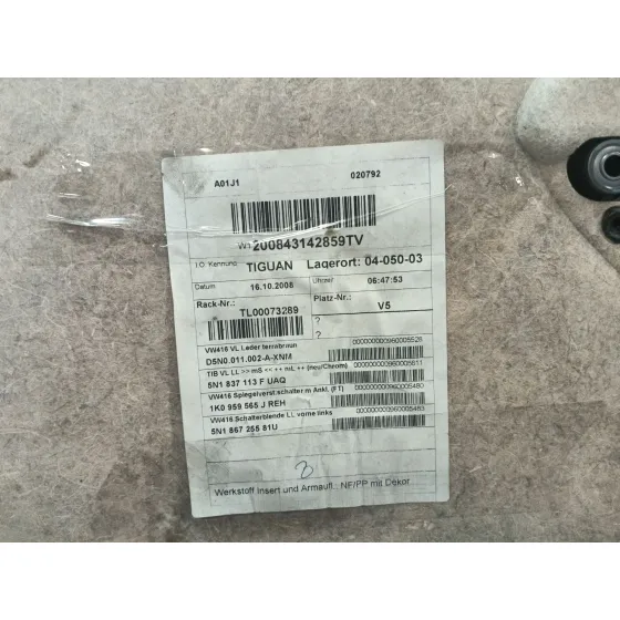 Guarnecido Puerta Delantera Izquierda para Volkswagen Tiguan (5N_)