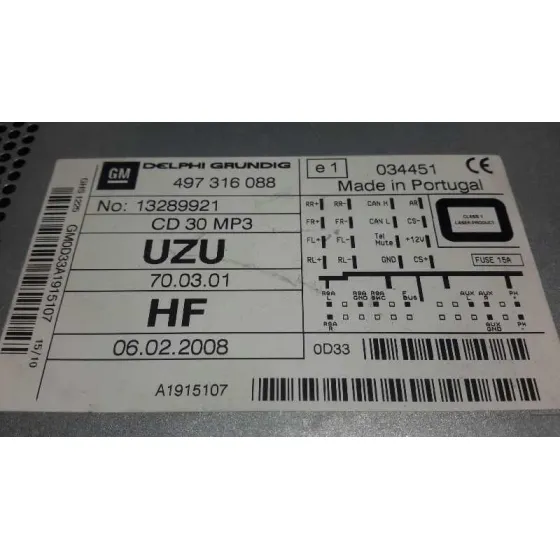 Sistema Audio / Radio Cd para Opel Corsa D
