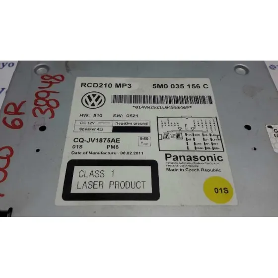 Sistema Audio / Radio Cd para Volkswagen Polo (6R1)