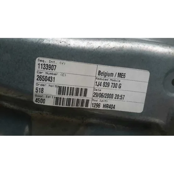 Elevalunas Trasero Derecho para Volkswagen Golf Iv Berlina (1J1)