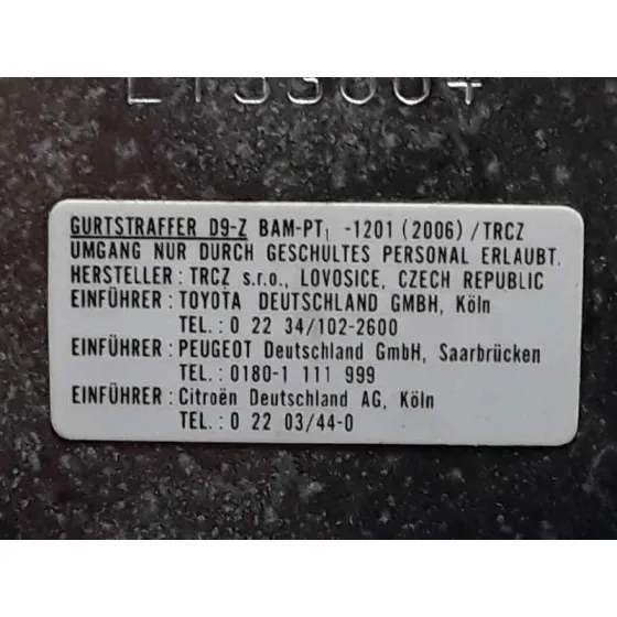 Cinturon Seguridad Delantero para Citroën C1
