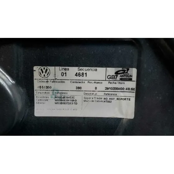 Elevalunas Trasero Derecho para Volkswagen Polo (9N1)