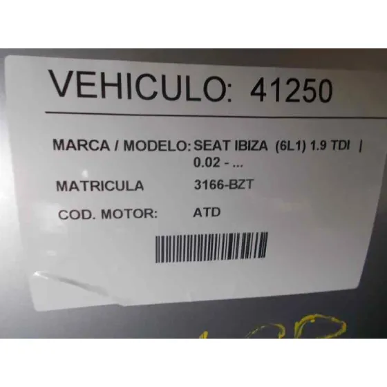 SEAT IBIZA (6L1) '2002 1.9 TDI PLATA