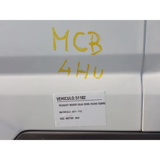 PEUGEOT BOXER CAJA CERR.TECHO SOBREELEV.(BAT.4035)(335/440)(2007 => '2007 2.2 HDI CAT BLANCO