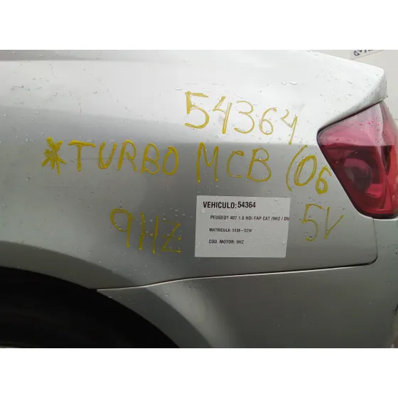 PEUGEOT 407 '2006 1.6 HDI FAP CAT (9HZ / DV6TED4) PLATA
