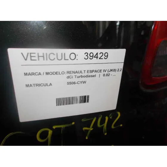 RENAULT ESPACE IV (JK0) '2004 2.2 DCI TURBODIESEL NEGRO
