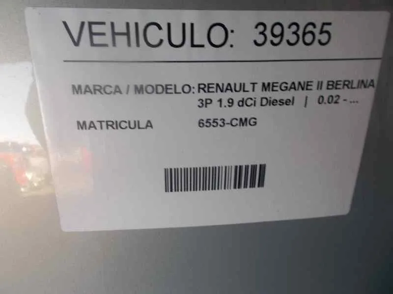 RENAULT MEGANE II BERLINA 3P '2003 1.9 DCI DIESEL PLATA