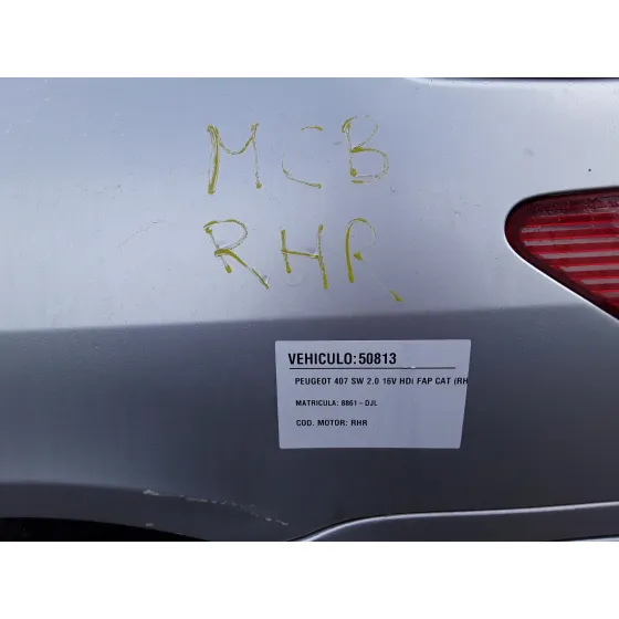 PEUGEOT 407 SW '2005 2.0 16V HDI FAP CAT (RHR / DW10BTED4) PLATA