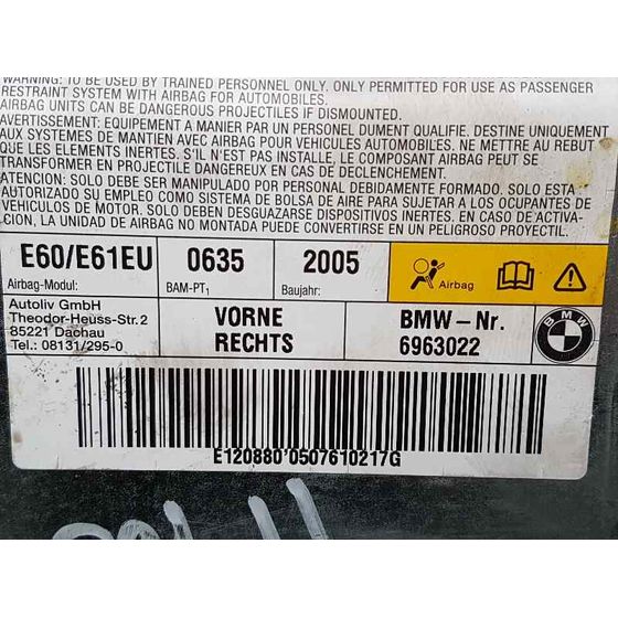 Airbag Lateral Delantero Derecho Para Bmw Serie 5 Berlina