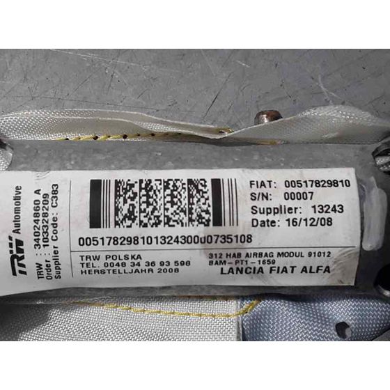 Airbag Cortina Delantero Izquierdo Para Fiat Nuova 500