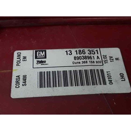 Piloto Trasero Derecho Para Opel Corsa D