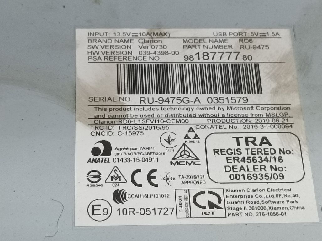 Sistema Audio / Radio Para Citroen C3