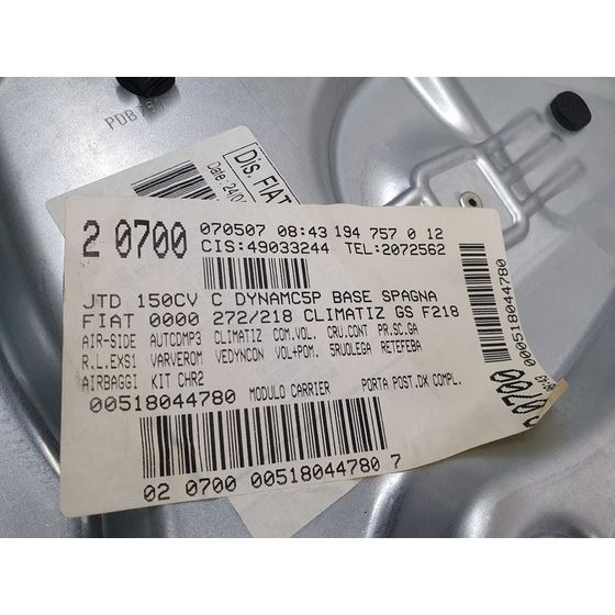 Elevalunas Trasero Derecho Para Fiat Croma