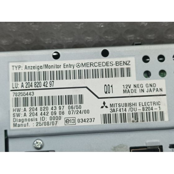Pantalla Multifuncion para Mercedes-Benz Clase C (W204) Berlina