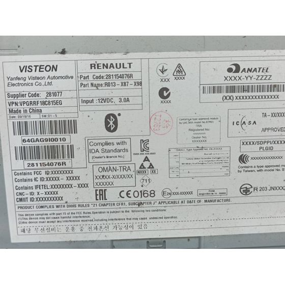 Sistema Audio / Radio Para Renault Clio Iv