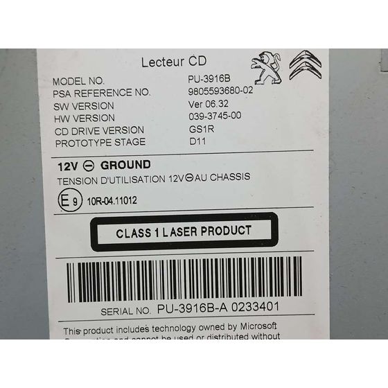 Sistema Audio / Radio Cd para Peugeot 308