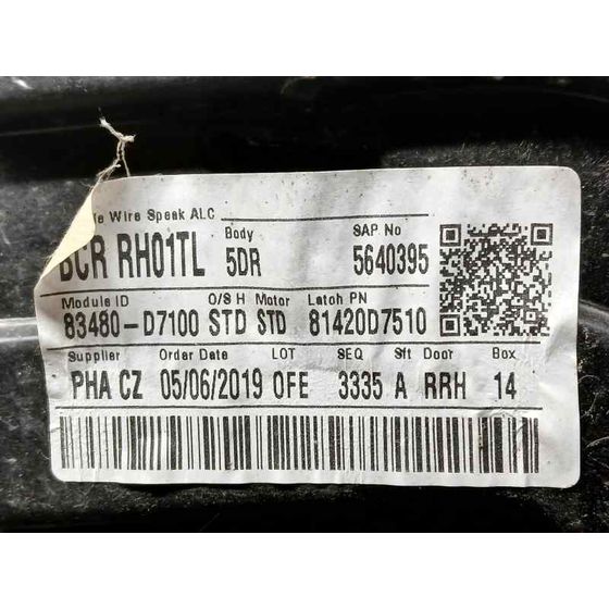 Elevalunas Trasero Derecho para Hyundai Tucson