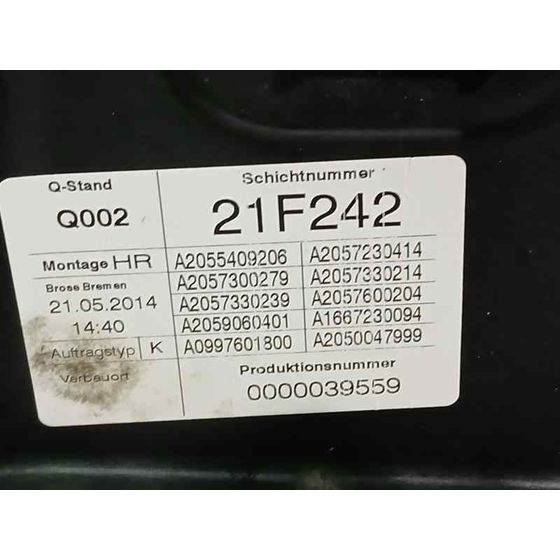 Elevalunas Trasero Derecho para Mercedes-Benz Clase C (W205) Lim.